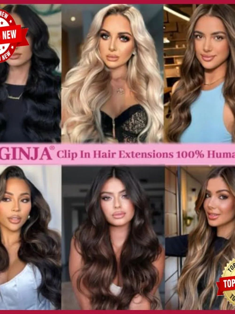 Real Human Hair Clip-In Extensions 8pc Double Weft 22in 110g 22 Inch Clip In Human Hair Extensions 8 Piece Set Double Weft main image 2